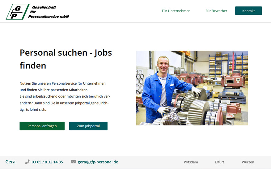 Webseite von Gesellschaft für Personalservice mbH