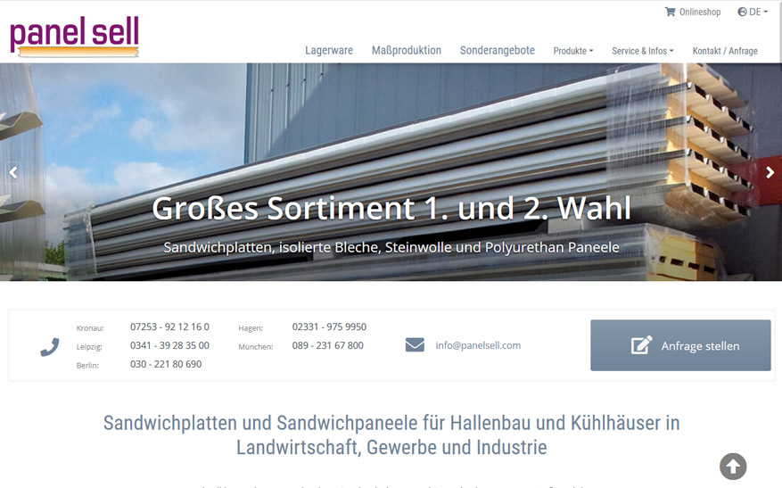 Webseite von panel sell GmbH